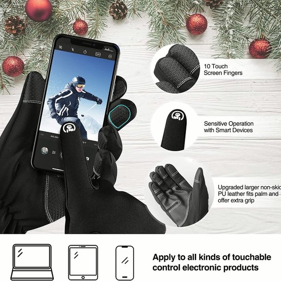 Balhvit -10℉ Waterproof Winter Gloves for Men & Women, Breathable Large Black - Picture 5 of 7